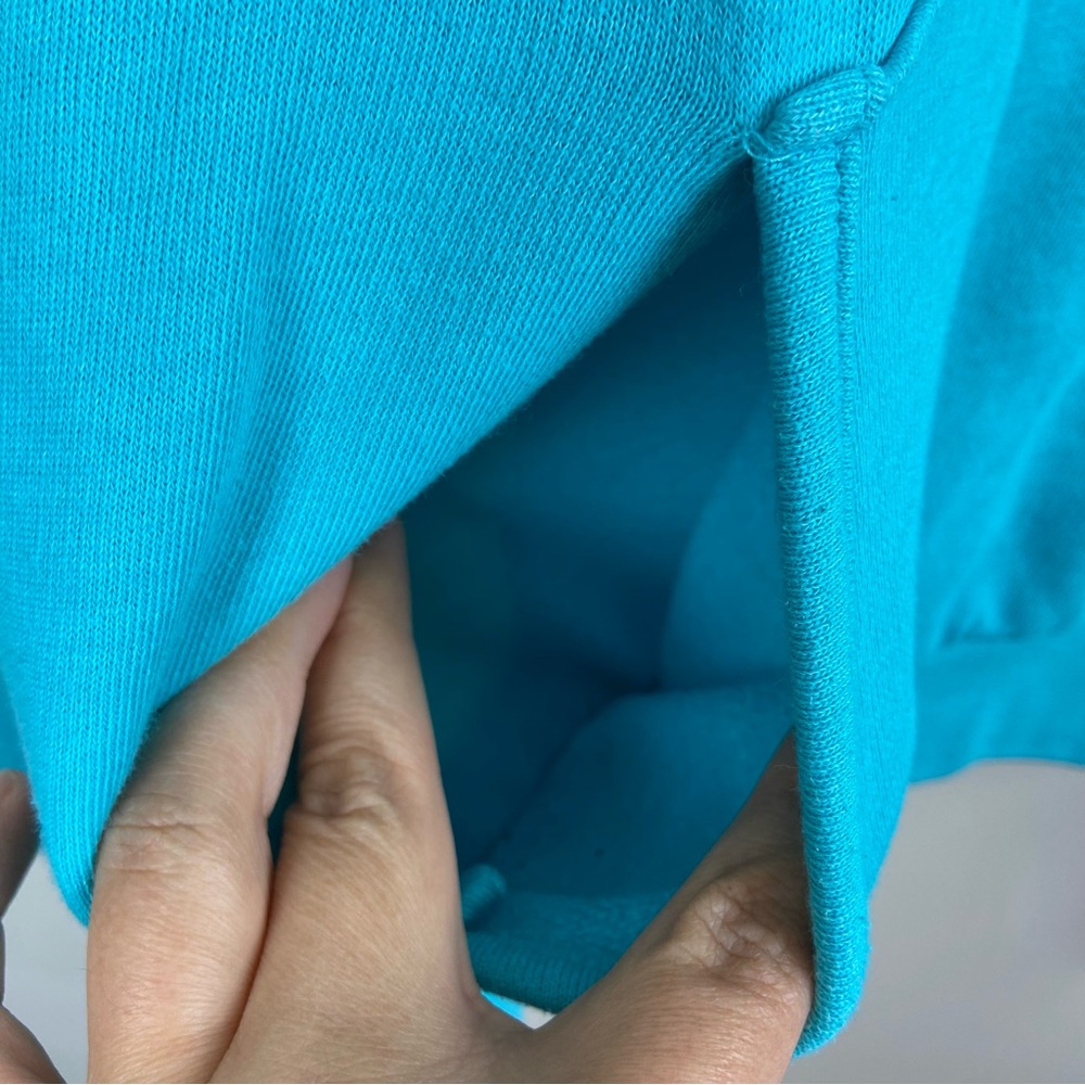 Victoria Secret PINK Turquoise Teal Logo Cheetah Leopard Quarter Zip Pullover XS - Picture 8 of 10